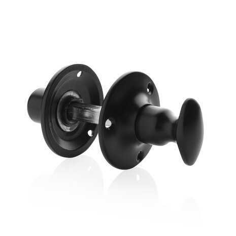 De Oude Deurklink WC slot draaiknop rond rozet zwart De Oude Deurklink WC slot draaiknop rond rozet zwart