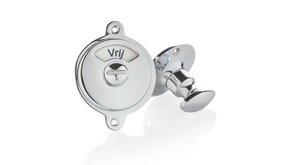 De Oude Deurklink WC Slot glanzend nikkel vrij-bezet plaat draaiknop rond rozet De Oude Deurklink WC Slot glanzend nikkel vrij-bezet plaat draaiknop rond rozet