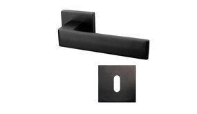 Mooi Deurbeslag Deurklink Nova21 zwart met vierkante sleutelrozetten Mooi Deurbeslag Deurklink Nova21 zwart met vierkante sleutelrozetten