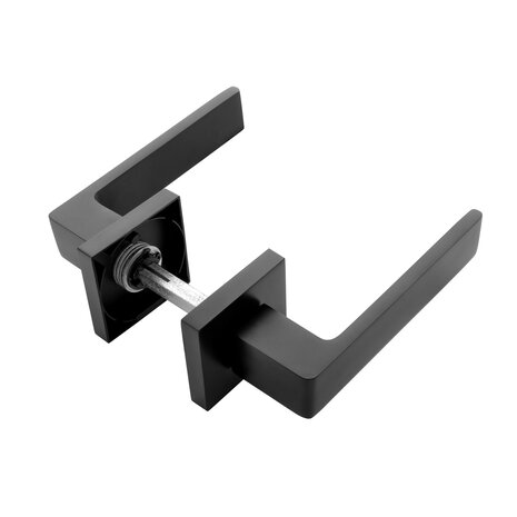 Mooi Deurbeslag Nova21 geveerde deurklink zwart met WC slot