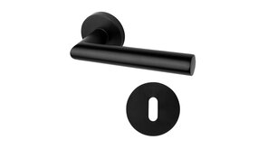 Mooi Deurbeslag Deurklink Modern rond mat zwart met ronde sleutelrozetten Mooi Deurbeslag Deurklink Modern rond mat zwart met ronde sleutelrozetten