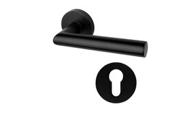 Mooi Deurbeslag Deurklink Modern rond mat zwart met ronde cilinderrozetten Mooi Deurbeslag Deurklink Modern rond mat zwart met ronde cilinderrozetten