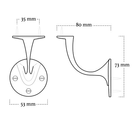 De Oude Deurklink Trapleuning houder nikkel vlak - opschroevend De Oude Deurklink Trapleuning houder nikkel vlak - opschroevend