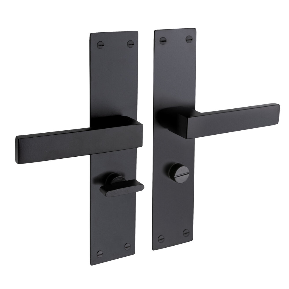 Mooi Deurbeslag Nova op schild in zwart en WC-slot