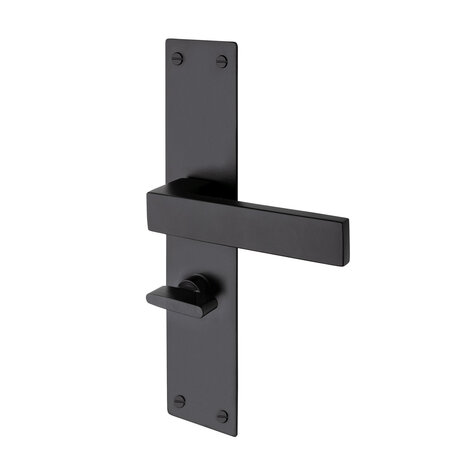 Mooi Deurbeslag Nova op schild in zwart en WC-slot