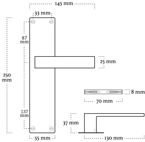 Mooi Deurbeslag Nova op schild in zwart Mooi Deurbeslag Nova op schild in zwart