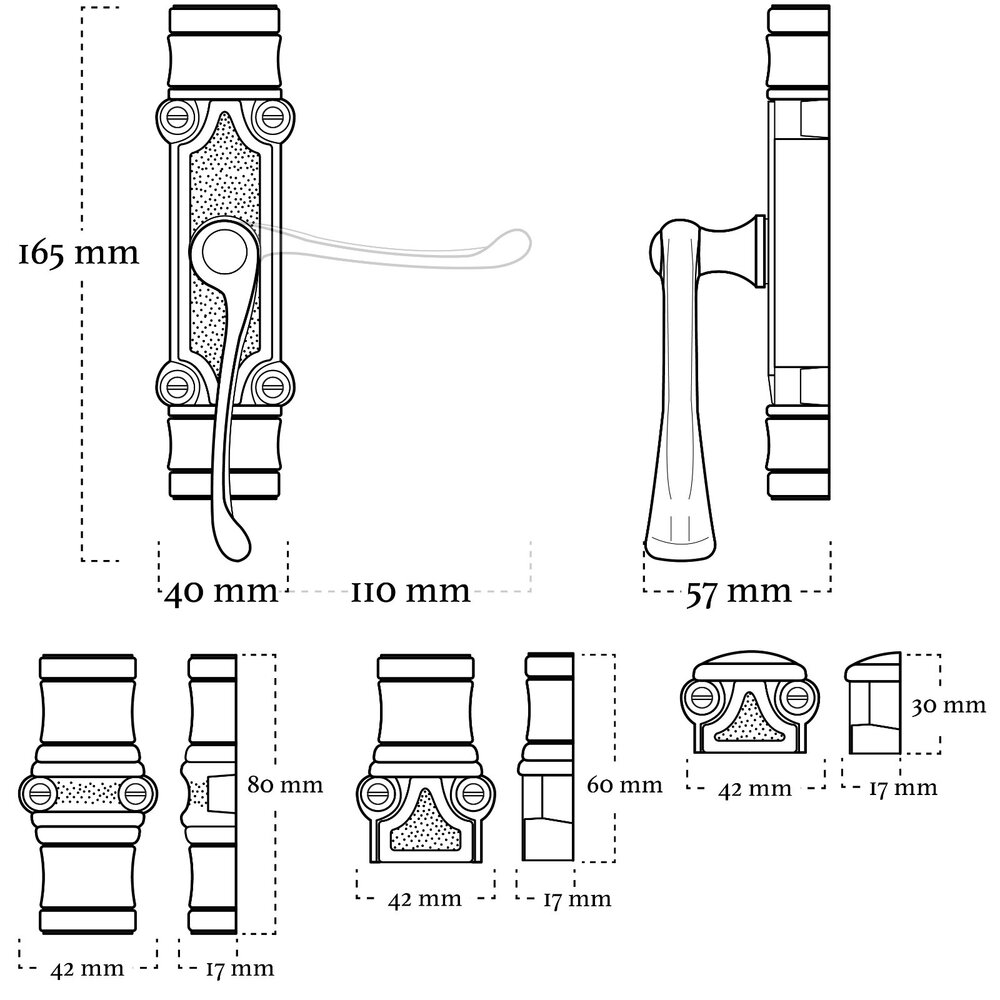 De Oude Deurklink Kruk Raam Espagnolet Klassiek met stangenset 2x70cm zwart De Oude Deurklink Kruk Raam Espagnolet Klassiek met stangenset 2x70cm zwart