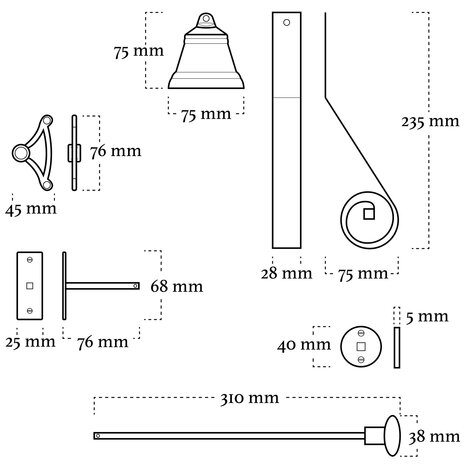 De Oude Deurklink Trekbel nikkel De Oude Deurklink Trekbel nikkel