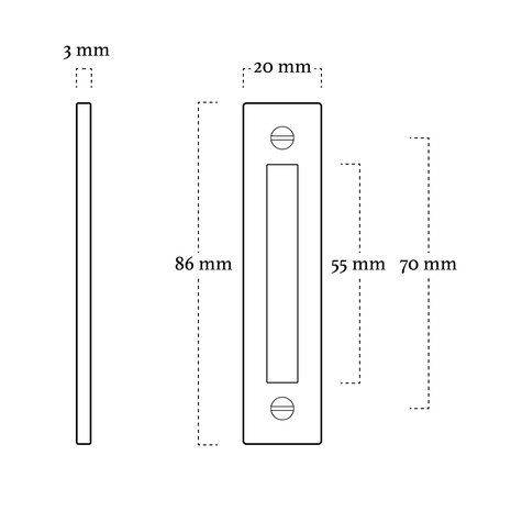 De Oude Deurklink Kozijnplaatje lang mat zwart