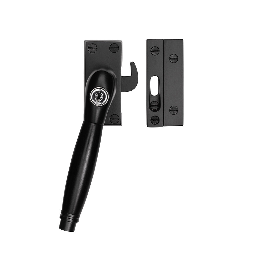 De Oude Deurklink Raamsluiting zwart met slot Deco links De Oude Deurklink Raamsluiting zwart met slot Deco links