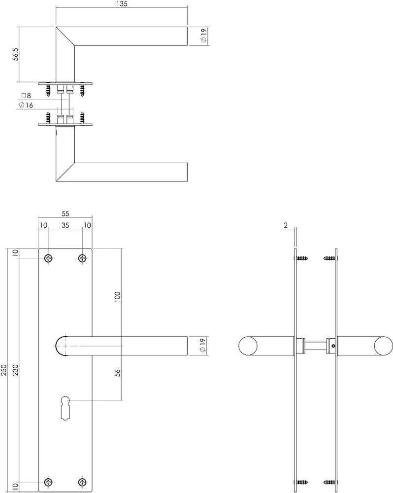 Intersteel Deurklink Jura met schild sleutelgat 56mm mat geborsteld RVS Intersteel Deurklink Jura met schild sleutelgat 56mm mat geborsteld RVS