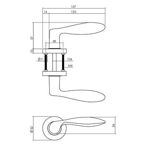 Intersteel Deurklink George geveerd op ronde rozet antraciet grijs
