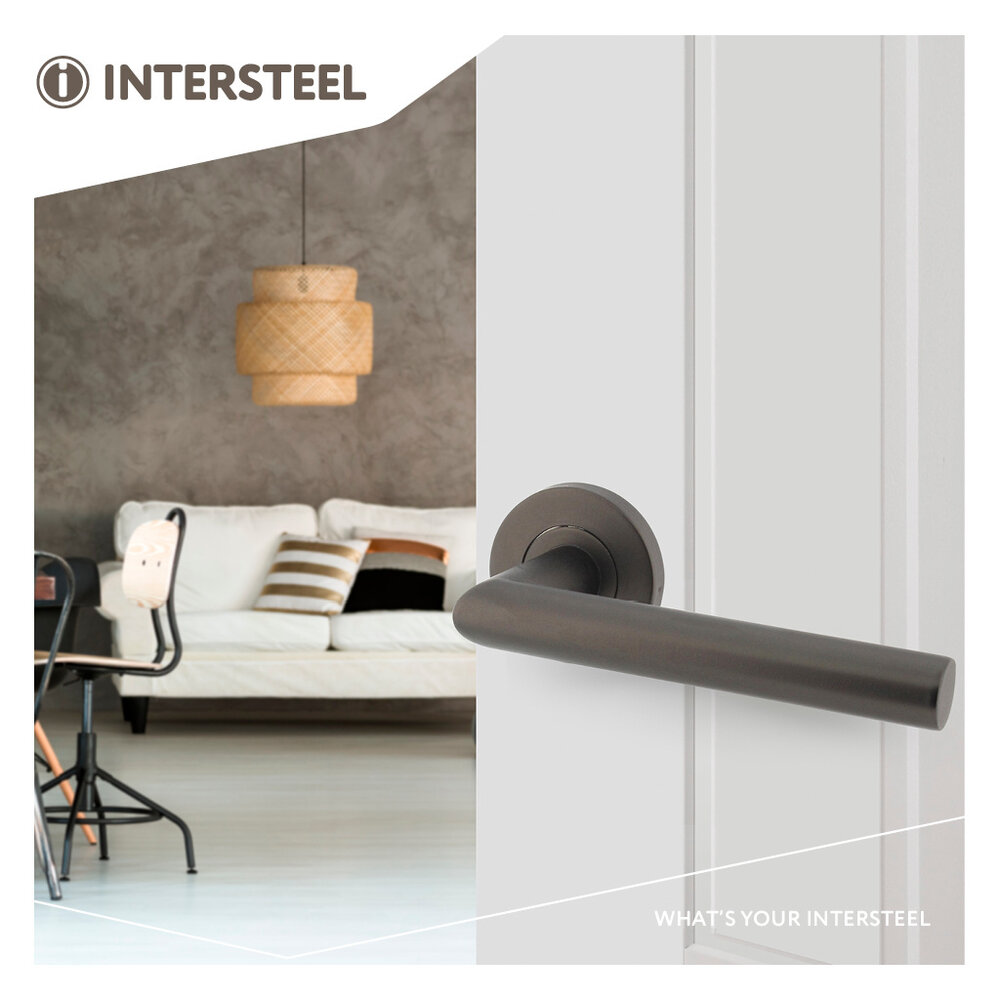 Intersteel Deurklink Hoek 90 graden op rozet antraciet grijs