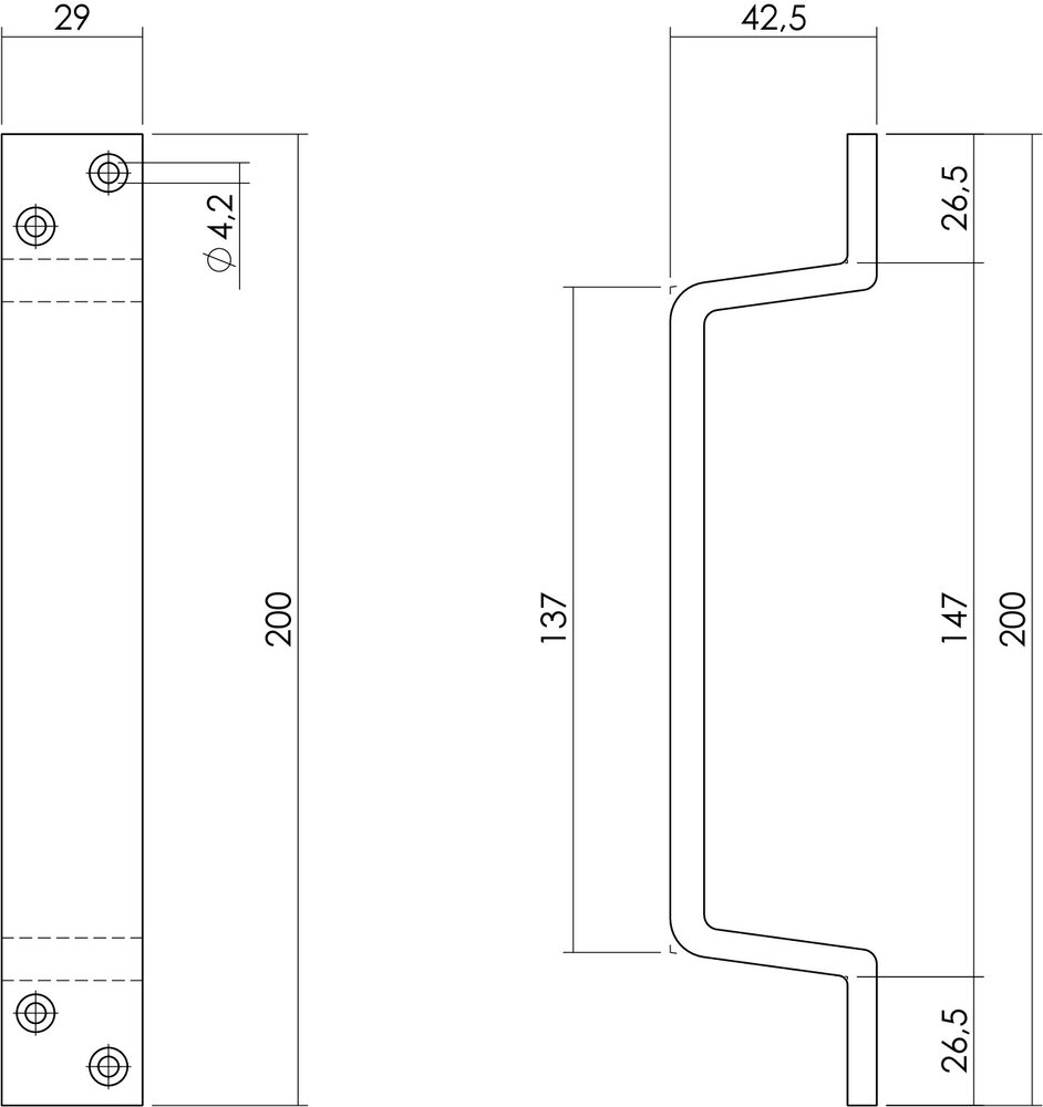 Intersteel Deurgreep 200x29mm mat zwart Intersteel Deurgreep 200x29mm mat zwart