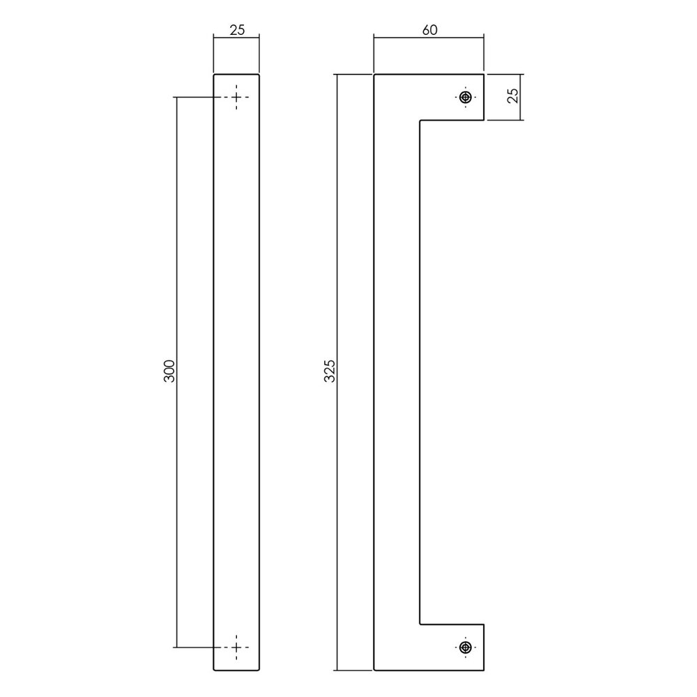 Intersteel Deurgreep Vierkant 325mm x 60mm x 25mm mat zwart