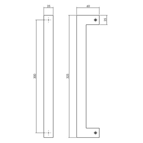 Intersteel Deurgreep Vierkant 325mm x 60mm x 25mm mat zwart