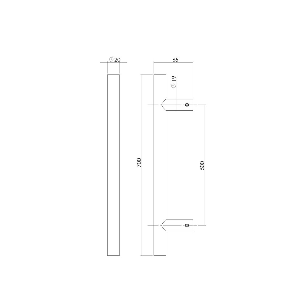 Intersteel Deurgreep 700mm T-vorm geborsteld RVS 65 mm Intersteel Deurgreep 700mm T-vorm geborsteld RVS 65 mm