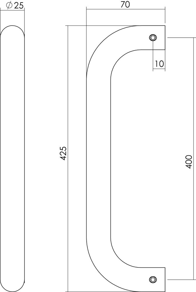Intersteel Deurgreep U-vorm 25mm - 425mm geborsteld RVS Intersteel Deurgreep U-vorm 25mm - 425mm geborsteld RVS