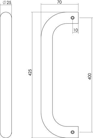 Intersteel Deurgreep U-vorm 25mm - 425mm geborsteld RVS Intersteel Deurgreep U-vorm 25mm - 425mm geborsteld RVS