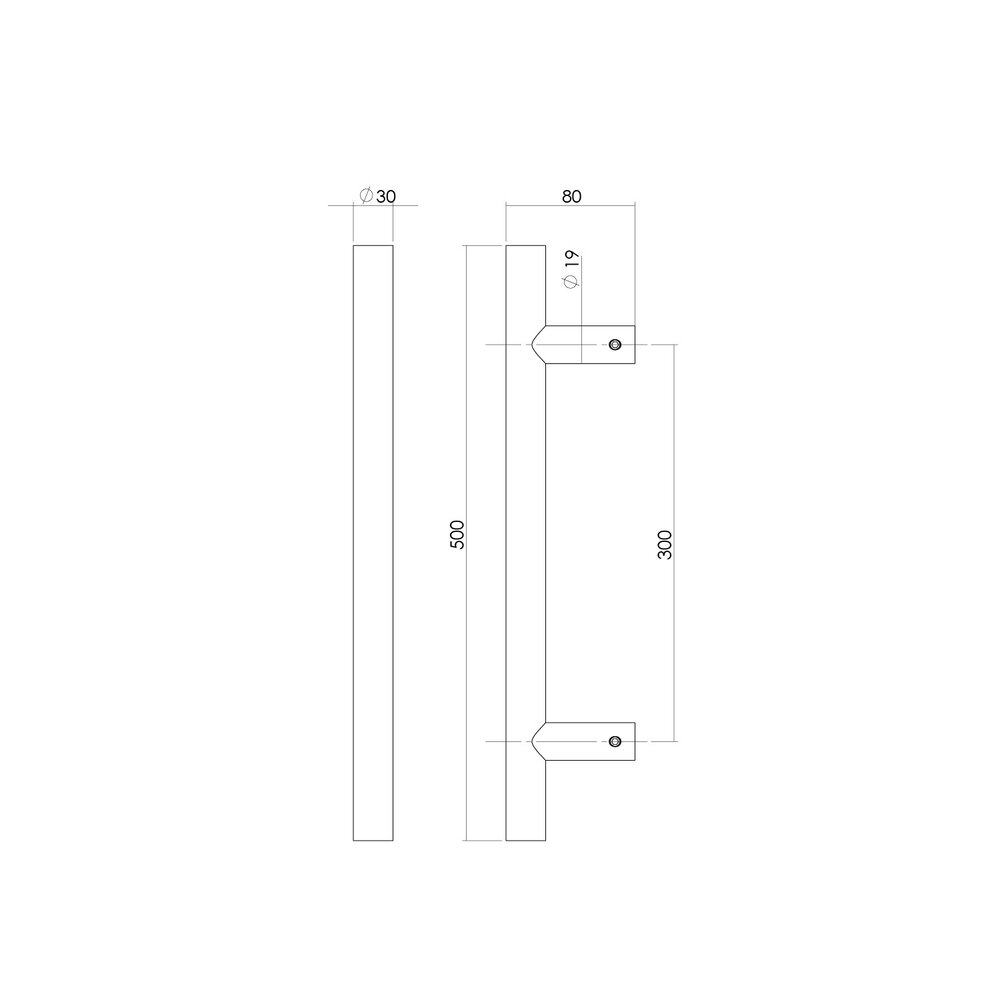 Intersteel Deurgreep T-vorm 500x80x30 geborsteld RVS Intersteel Deurgreep T-vorm 500x80x30 geborsteld RVS
