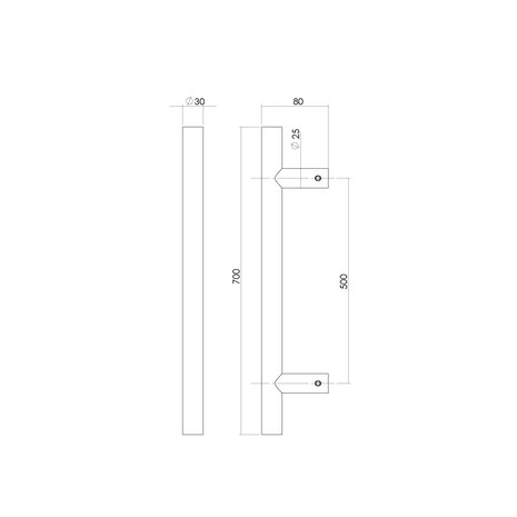 Intersteel Deurgreep T-vorm 700x80x30 geborsteld RVS Intersteel Deurgreep T-vorm 700x80x30 geborsteld RVS