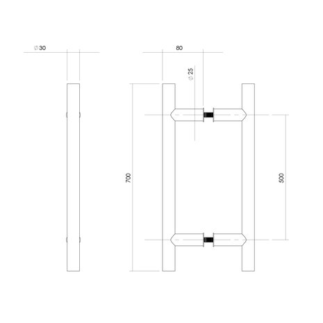 Intersteel Deurgrepen set T-vorm 700x80x30 geborsteld RVS Intersteel Deurgrepen set T-vorm 700x80x30 geborsteld RVS