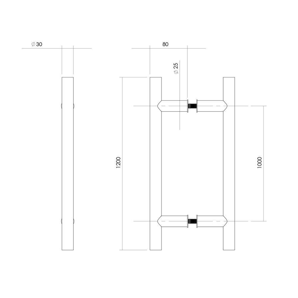 Intersteel Deurgrepen set T-vorm 1200x80x30mm geborsteld RVS Intersteel Deurgrepen set T-vorm 1200x80x30mm geborsteld RVS