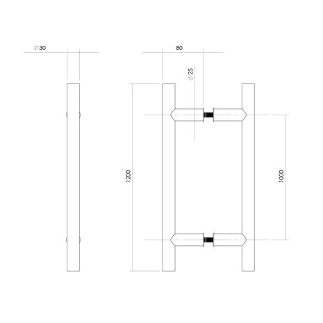 Intersteel Deurgrepen set T-vorm 1200x80x30mm geborsteld RVS Intersteel Deurgrepen set T-vorm 1200x80x30mm geborsteld RVS