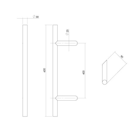Intersteel Deurgreep T-schuin 600x90x30mm geborsteld RVS Intersteel Deurgreep T-schuin 600x90x30mm geborsteld RVS