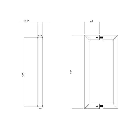 Intersteel Deurgrepen set recht-90 graden 220x65x20 geborsteld RVS Intersteel Deurgrepen set recht-90 graden 220x65x20 geborsteld RVS