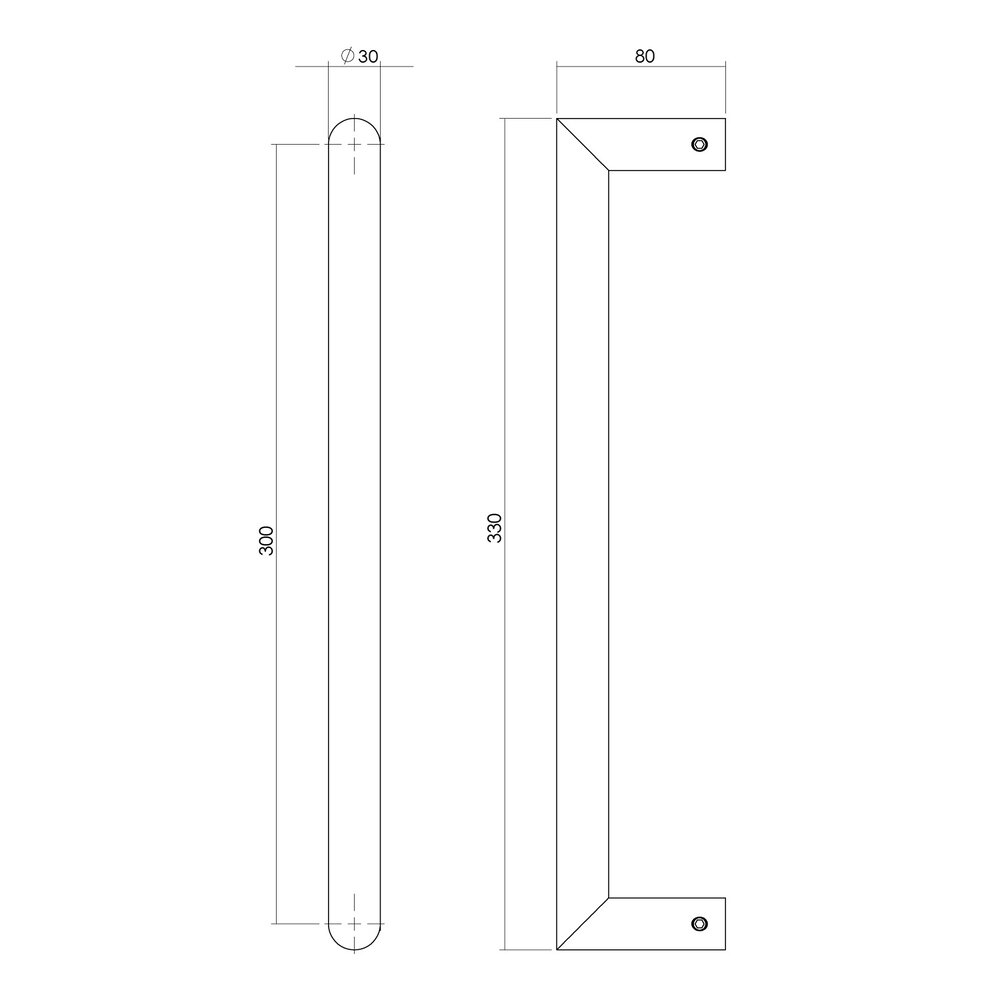 Intersteel Deurgreep recht-90 graden 330x80x30 geborsteld RVS