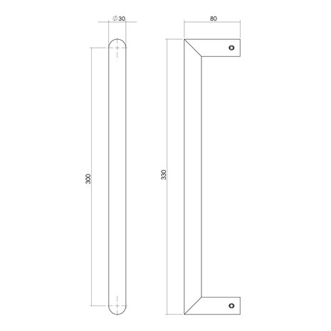 Intersteel Deurgreep recht-90 graden 330x80x30 geborsteld RVS