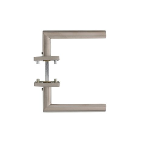 Intersteel Deurklink ovaal Hoek 90 graden op vierkant rozet geborsteld RVS