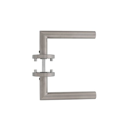 Intersteel Deurklink Hoek 90 graden op rozet met 7mm nok geborsteld RVS Intersteel Deurklink Hoek 90 graden op rozet met 7mm nok geborsteld RVS