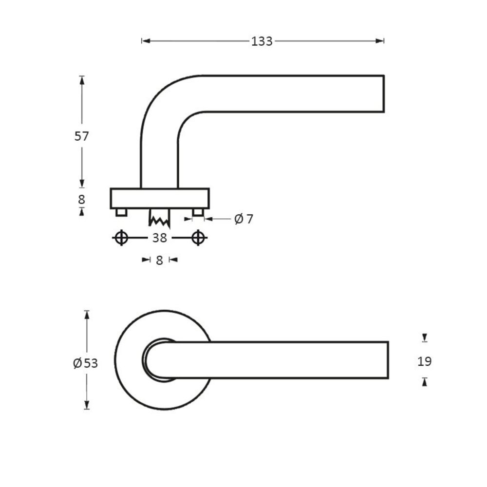 Intersteel Deurklink Lisa 90 graden op rozet geborsteld RVS Intersteel Deurklink Lisa 90 graden op rozet geborsteld RVS