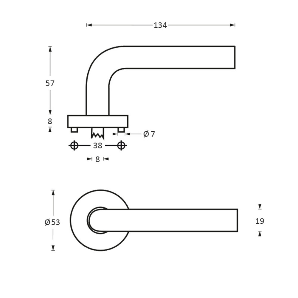 Intersteel Deurklink Half Rond 90 graden op rozet geborsteld RVS Intersteel Deurklink Half Rond 90 graden op rozet geborsteld RVS