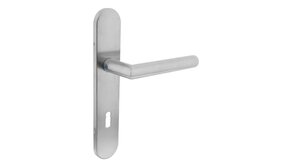 Intersteel Deurklink Hoek 90 graden op schild sleutelgat 72mm geborsteld RVS Intersteel Deurklink Hoek 90 graden op schild sleutelgat 72mm geborsteld RVS