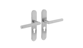 Intersteel Deurklink Hoek 90 graden op schild profielcilindergat geborsteld RVS Intersteel Deurklink Hoek 90 graden op schild profielcilindergat geborsteld RVS