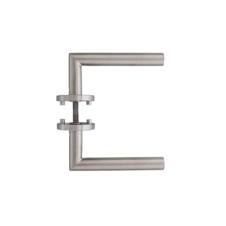 Intersteel Deurklink Recht Hoek 90 graden op rond rozet geborsteld RVS