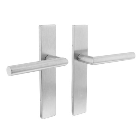 Intersteel Deurklink Hoek 90 graden op rechthoekig schild blind geborsteld RVS Intersteel Deurklink Hoek 90 graden op rechthoekig schild blind geborsteld RVS