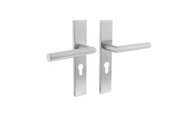 Intersteel Deurklink Hoek 90 graden op rechthoekig schild profielcilindergat 55mm geborsteld RVS Intersteel Deurklink Hoek 90 graden op rechthoekig schild profielcilindergat 55mm geborsteld RVS