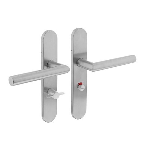 Intersteel Deurklink Hoek 90 graden op schild WC slot 63mm links geborsteld RVS