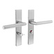 Intersteel Deurklink Hoek 90 graden op rechthoekig schild WC slot 63mm links geborsteld RVS