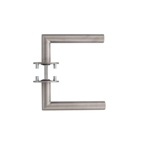 Intersteel Deurklink Hoek 90 graden op rond magneet rozet geborsteld RVS