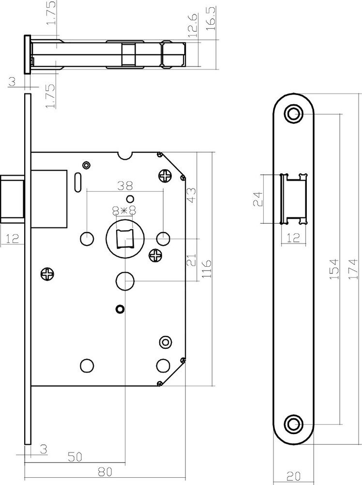 Intersteel Deurbeslag set loopslot RVS + deurklink Hoek 90 graden geborsteld RVS