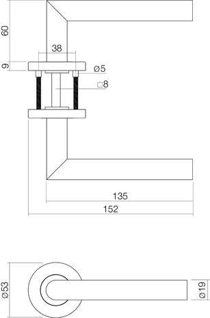 Intersteel Deurbeslag set loopslot RVS + deurklink Hoek 90 graden geborsteld RVS