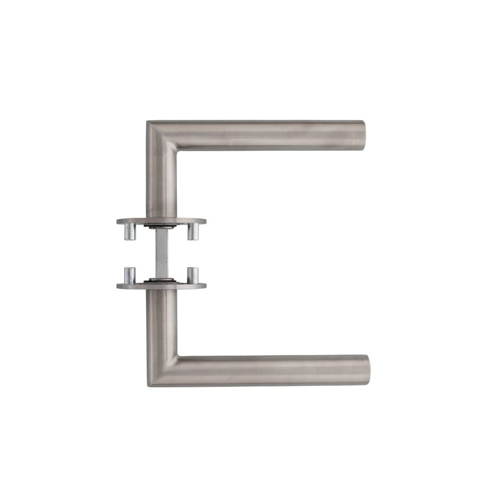 Intersteel Deurklink Hoek 90 graden op rond magneet rozet geborsteld RVS