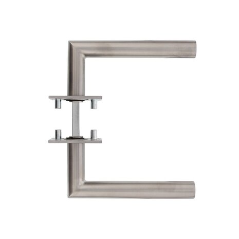 Intersteel Deurklink Hoek 90 graden op vierkant magneet rozet geborsteld RVS