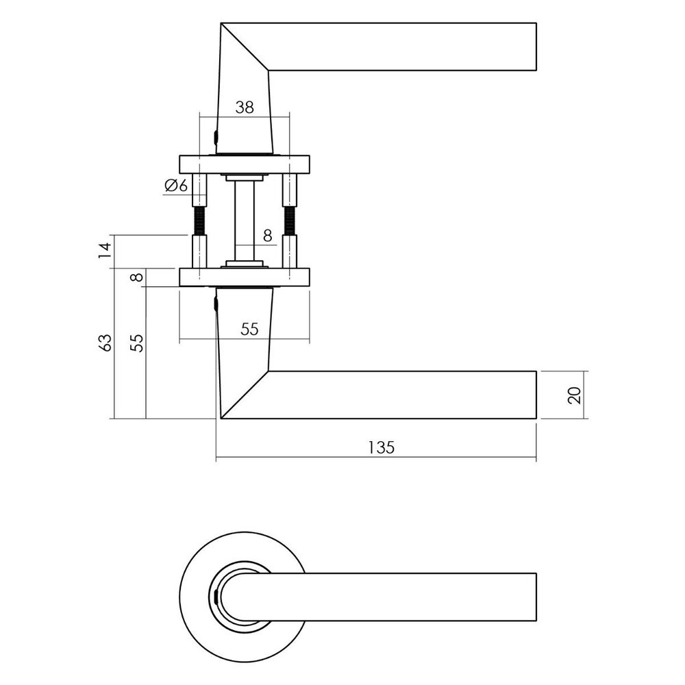 Intersteel Deurklink Hoek 90 graden zwart op ronde rozet Intersteel Deurklink Hoek 90 graden zwart op ronde rozet