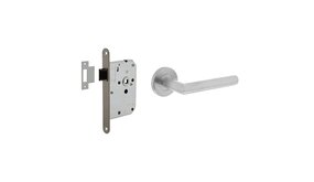 Intersteel Deurbeslag set loopslot RVS + deurklink Hoek 90 graden geborsteld RVS Intersteel Deurbeslag set loopslot RVS + deurklink Hoek 90 graden geborsteld RVS